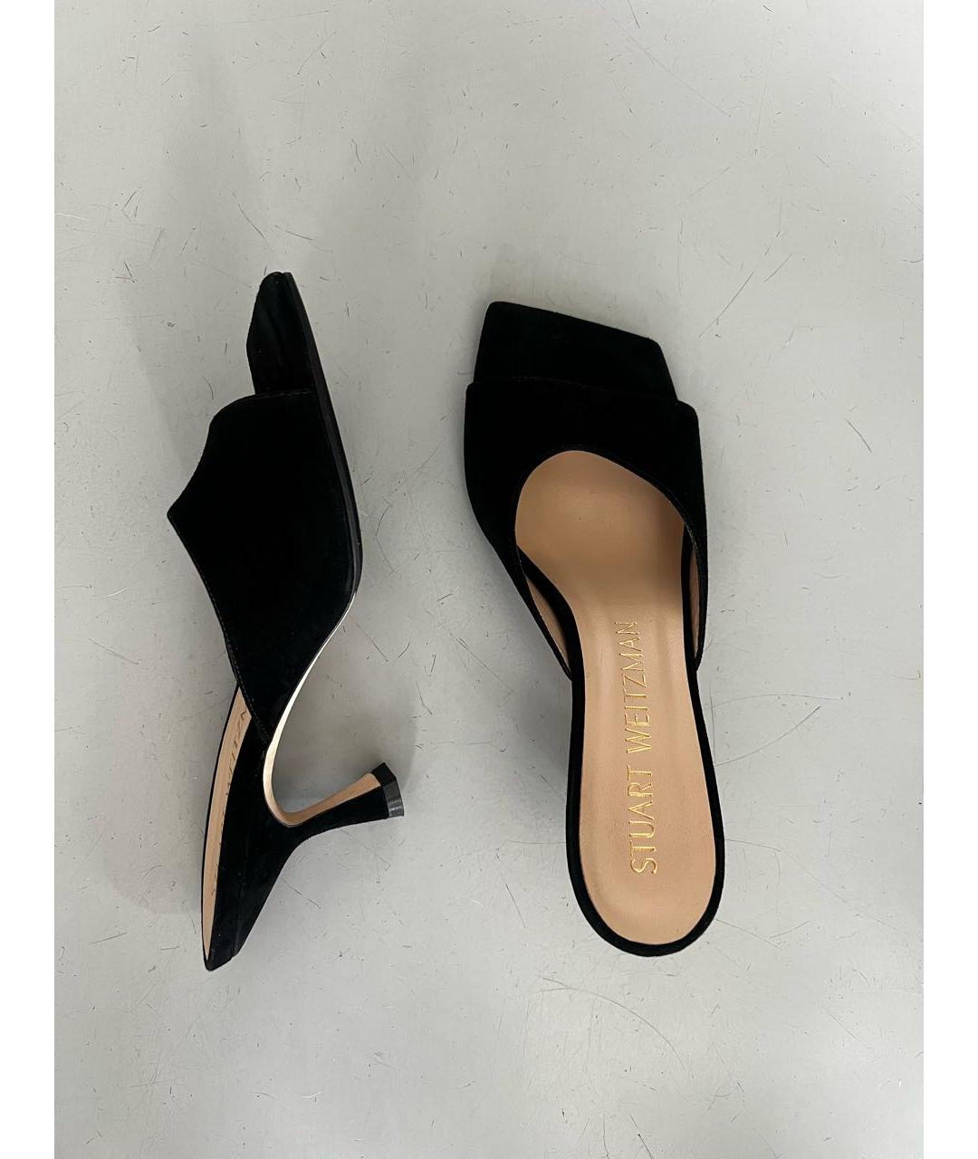 STUART WEITZMAN Черные замшевые мюли, фото 3