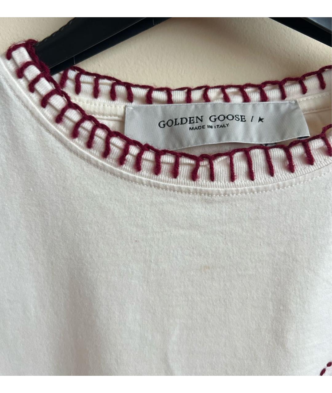 GOLDEN GOOSE DELUXE BRAND Белая хлопковая футболка, фото 3