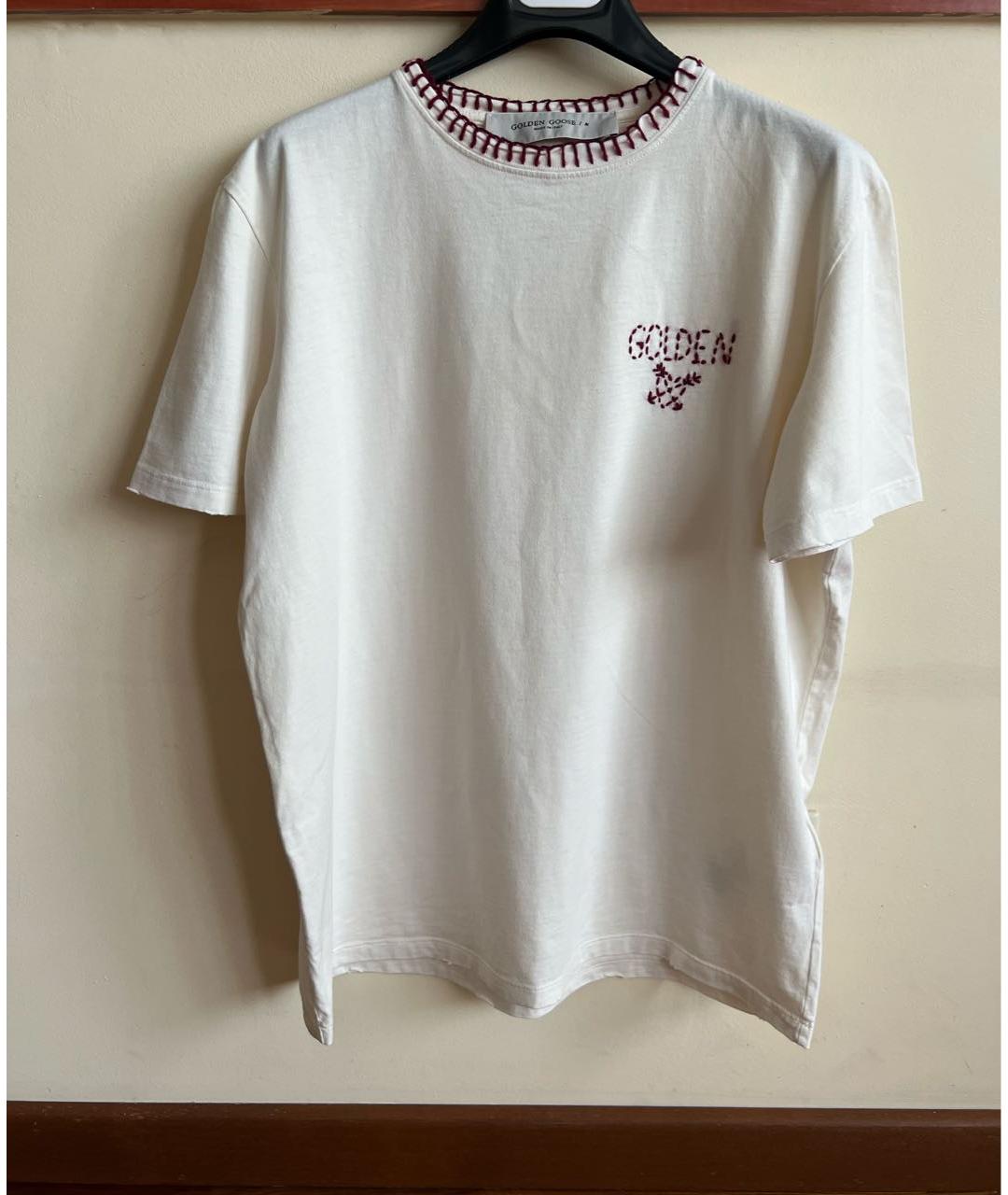 GOLDEN GOOSE DELUXE BRAND Белая хлопковая футболка, фото 2