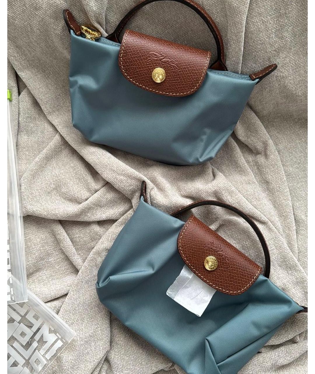 LONGCHAMP Голубая синтетическая сумка с короткими ручками, фото 2