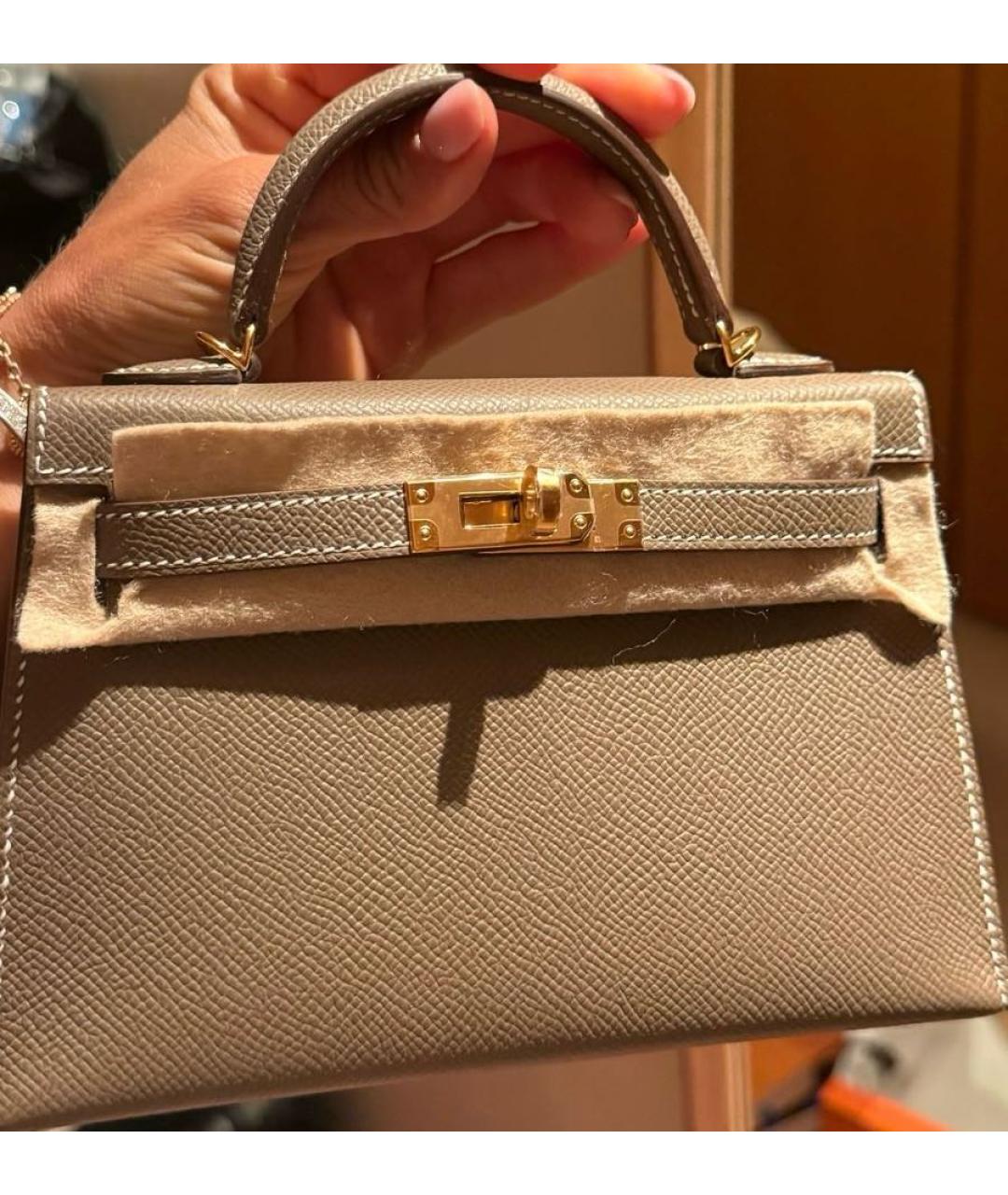HERMES Коричневая кожаная сумка через плечо, фото 4