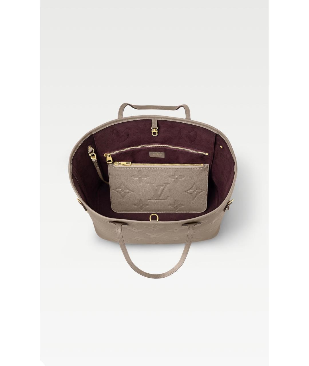 LOUIS VUITTON Бежевая кожаная сумка тоут, фото 9