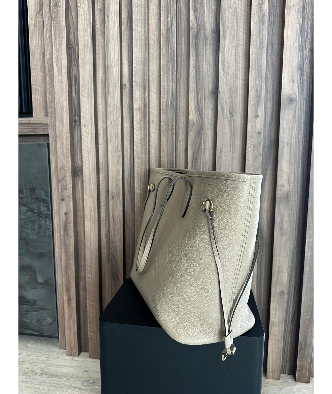 LOUIS VUITTON Бежевая кожаная сумка тоут, фото 6