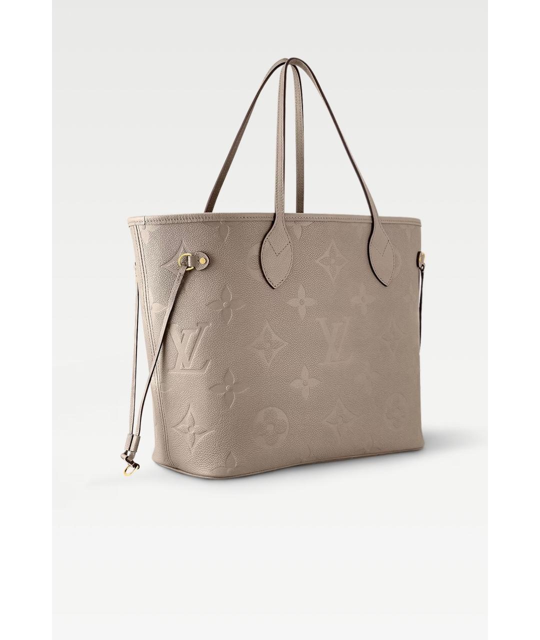 LOUIS VUITTON Бежевая кожаная сумка тоут, фото 3