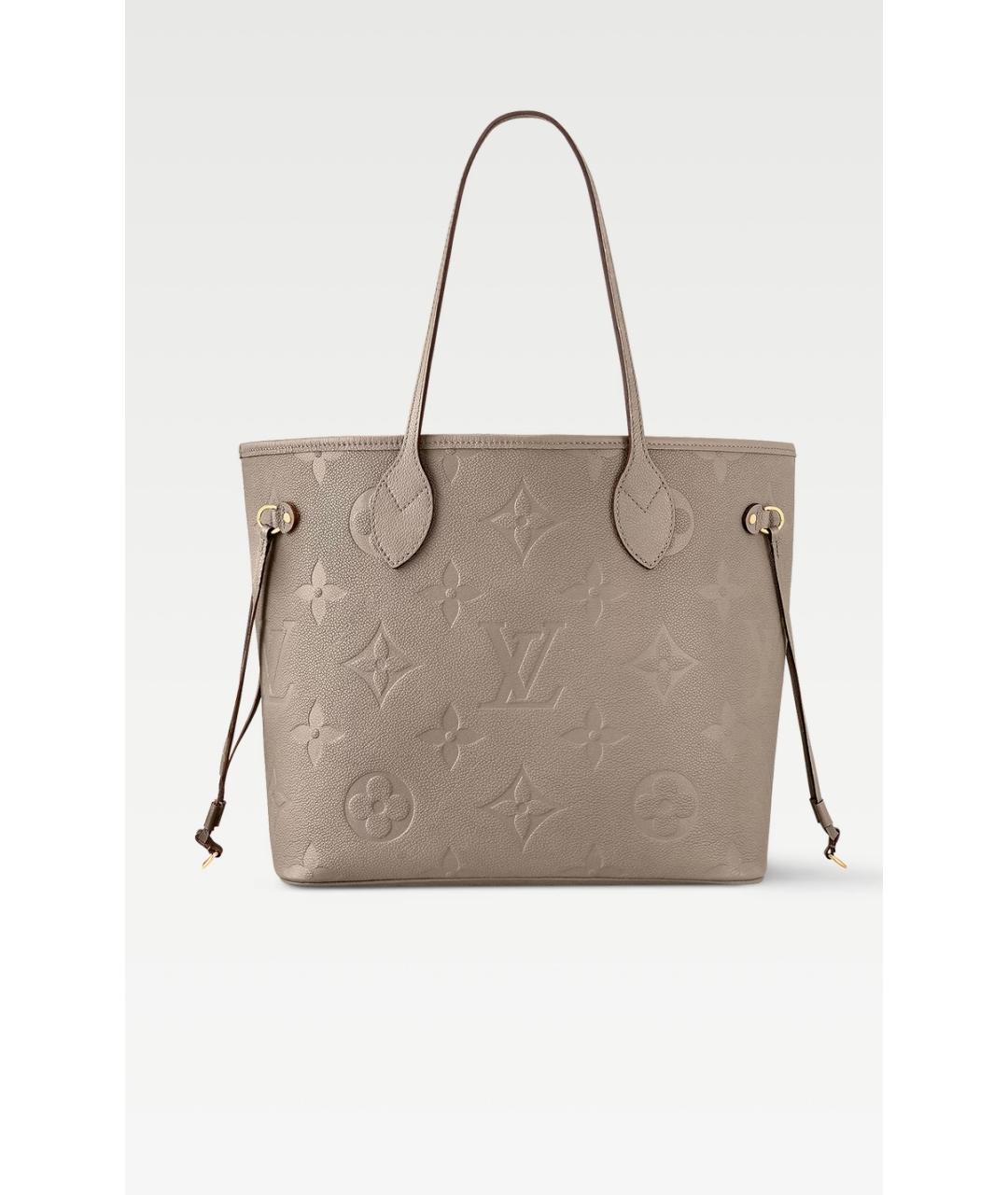 LOUIS VUITTON Бежевая кожаная сумка тоут, фото 10