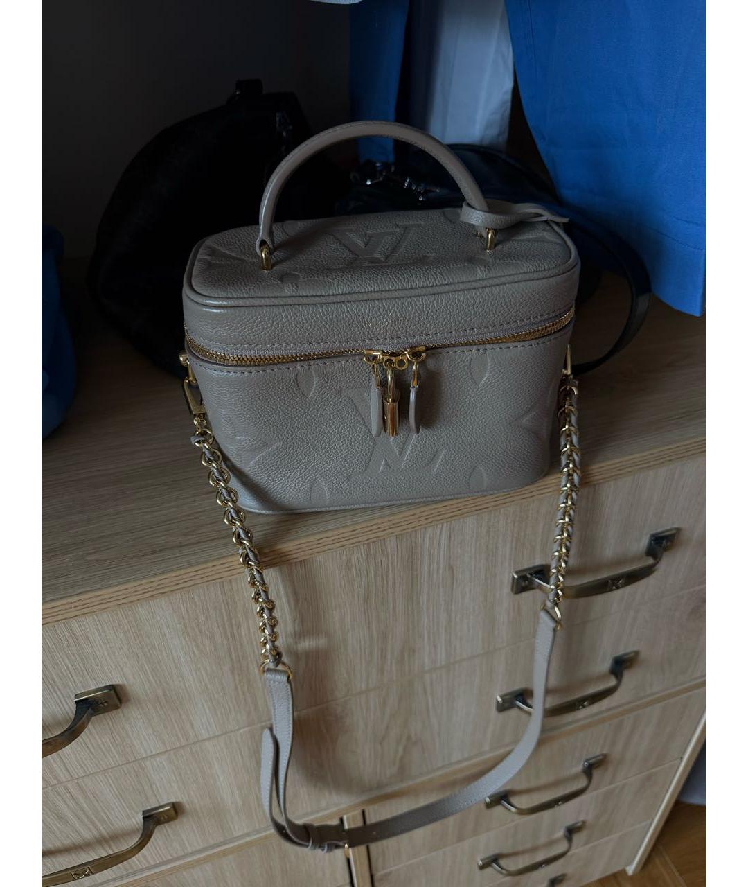 LOUIS VUITTON Бежевая кожаная сумка через плечо, фото 5
