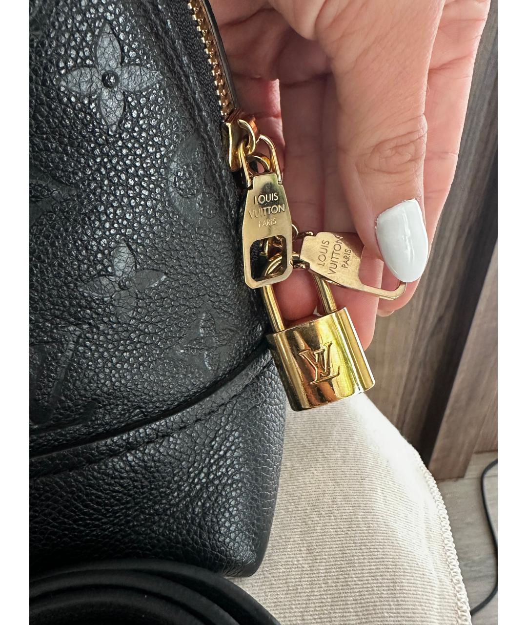 LOUIS VUITTON Черная кожаная сумка с короткими ручками, фото 5