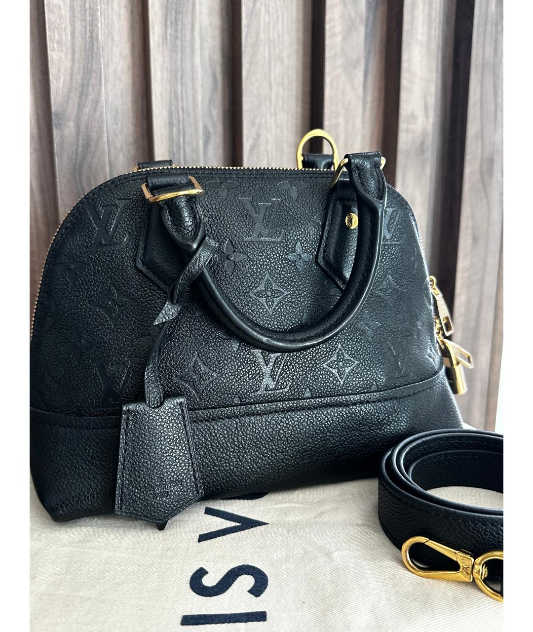 LOUIS VUITTON Черная кожаная сумка с короткими ручками, фото 4