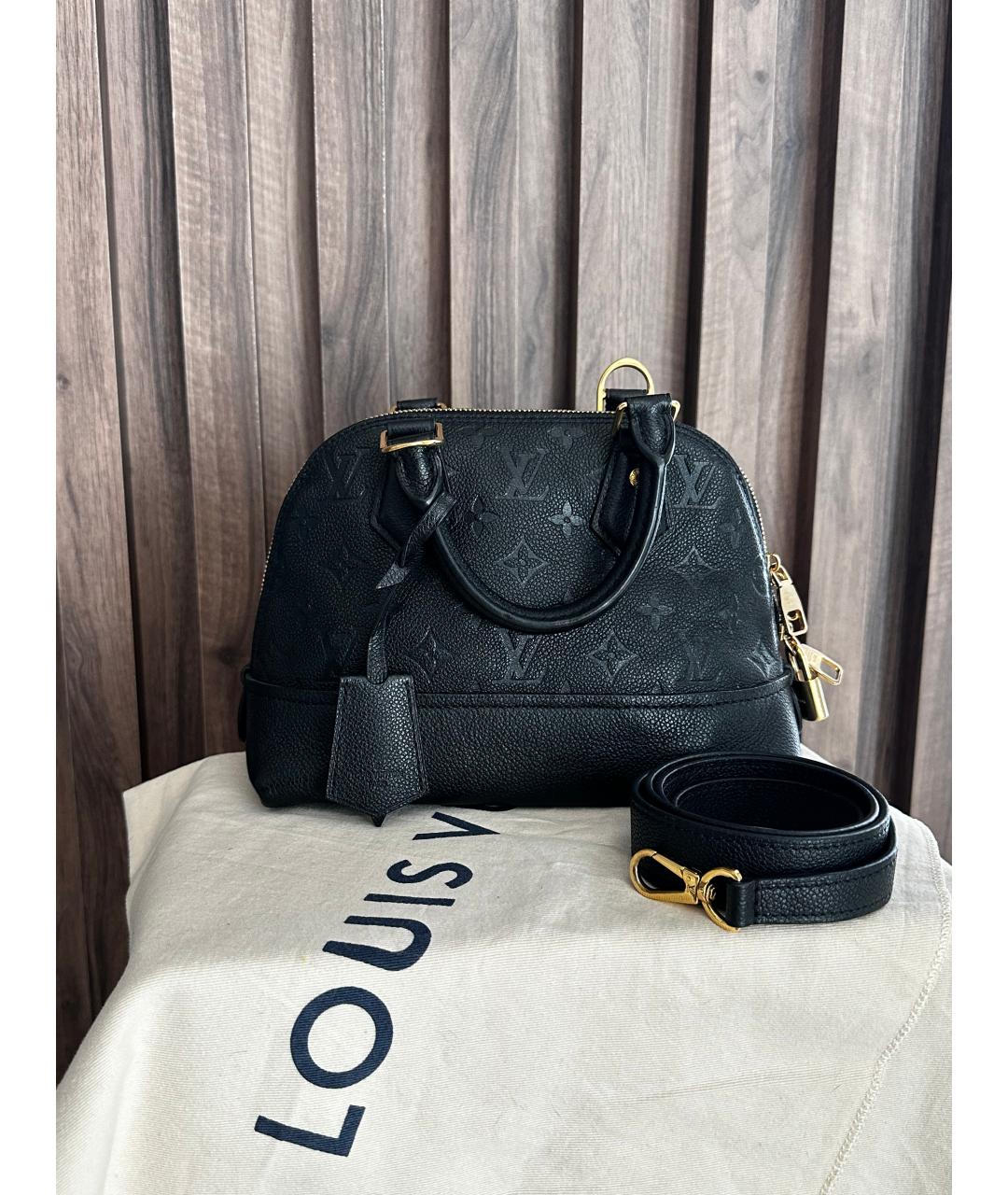 LOUIS VUITTON Черная кожаная сумка с короткими ручками, фото 3