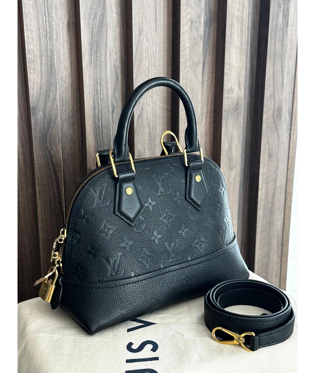 LOUIS VUITTON Черная кожаная сумка с короткими ручками, фото 6