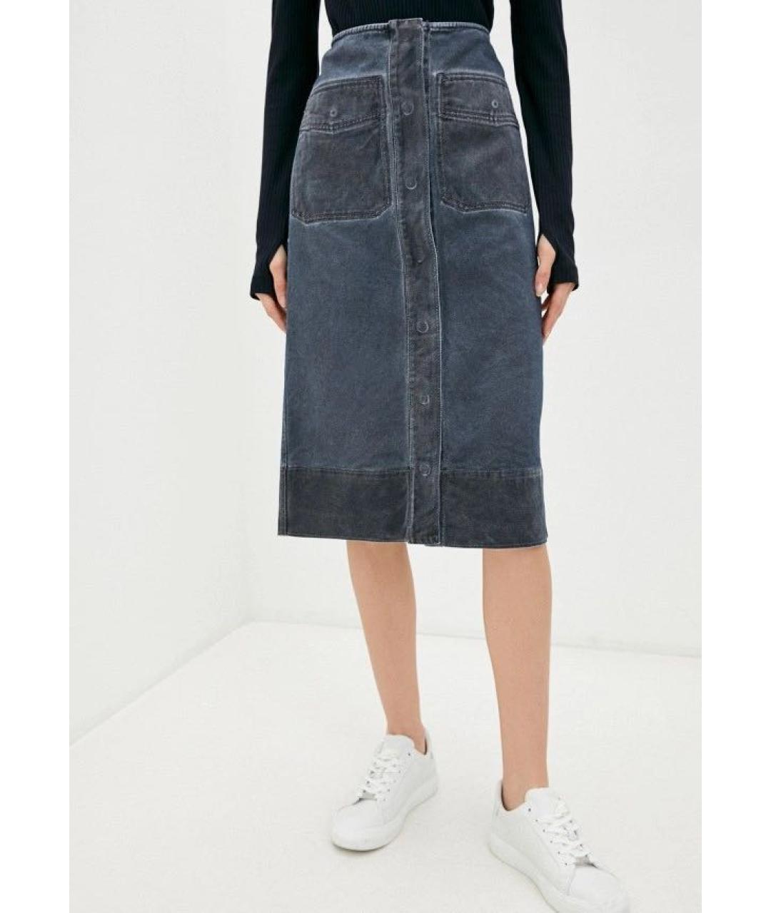 SPORTMAX Синяя хлопковая юбка миди, фото 6