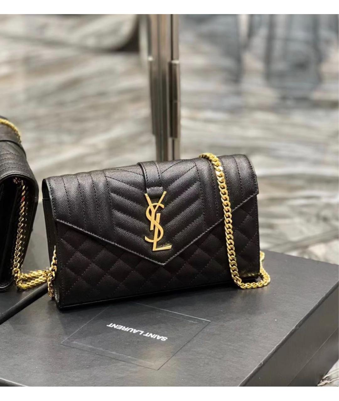 SAINT LAURENT Черная кожаная сумка через плечо, фото 4