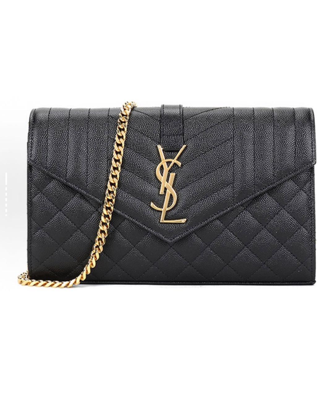 SAINT LAURENT Черная кожаная сумка через плечо, фото 1