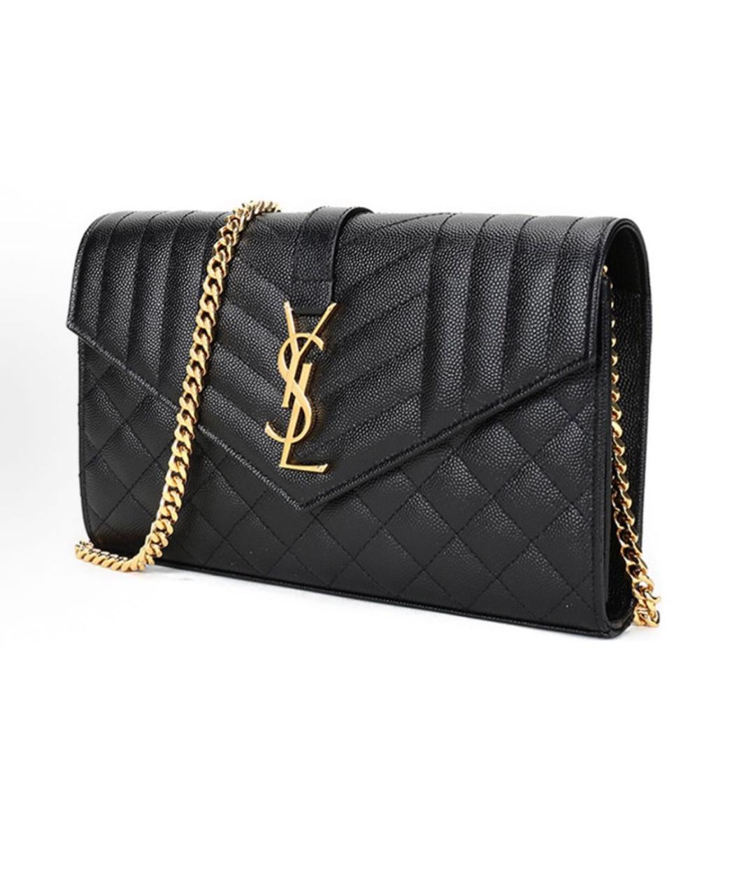 SAINT LAURENT Черная кожаная сумка через плечо, фото 2