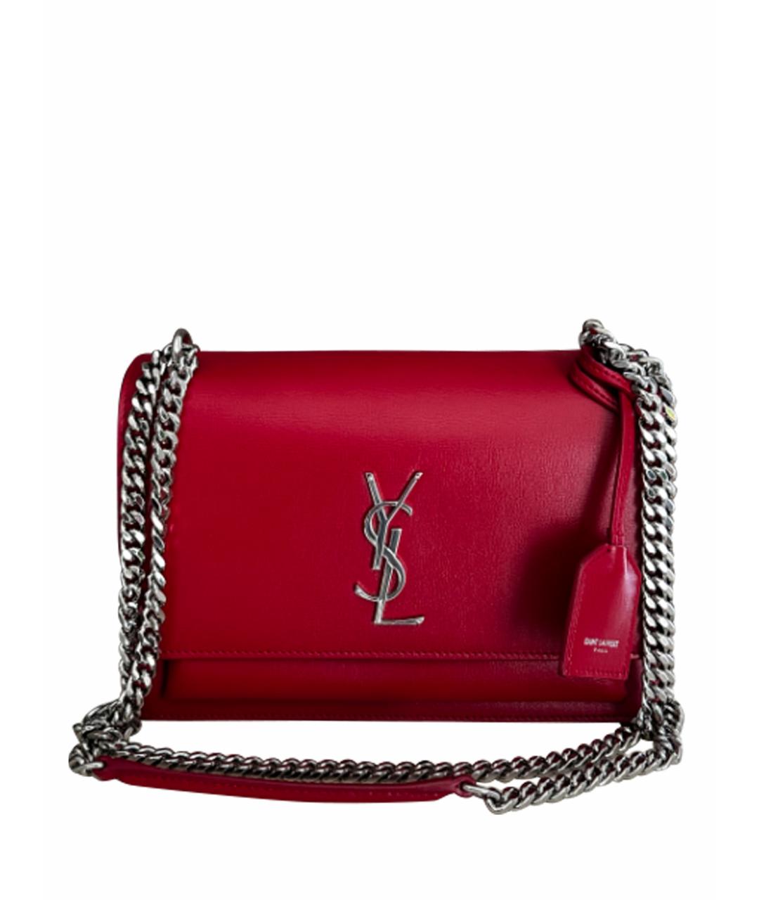 SAINT LAURENT Красная кожаная сумка через плечо, фото 1