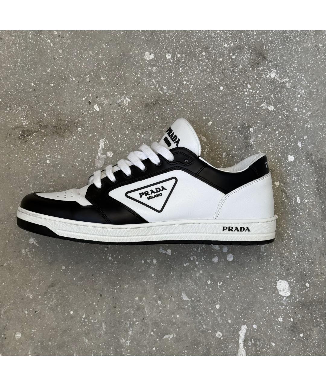 PRADA Белые кожаные низкие кроссовки / кеды, фото 10