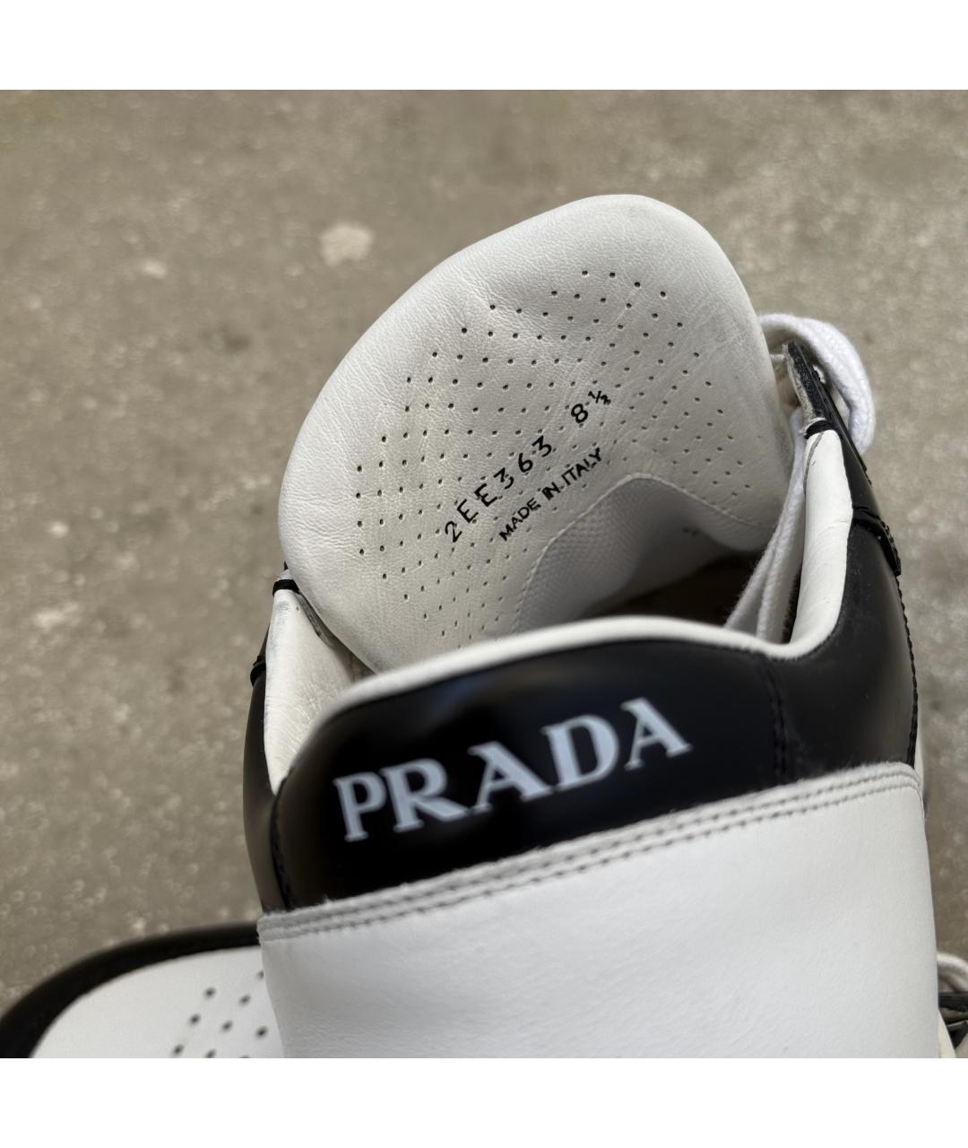 PRADA Белые кожаные низкие кроссовки / кеды, фото 8