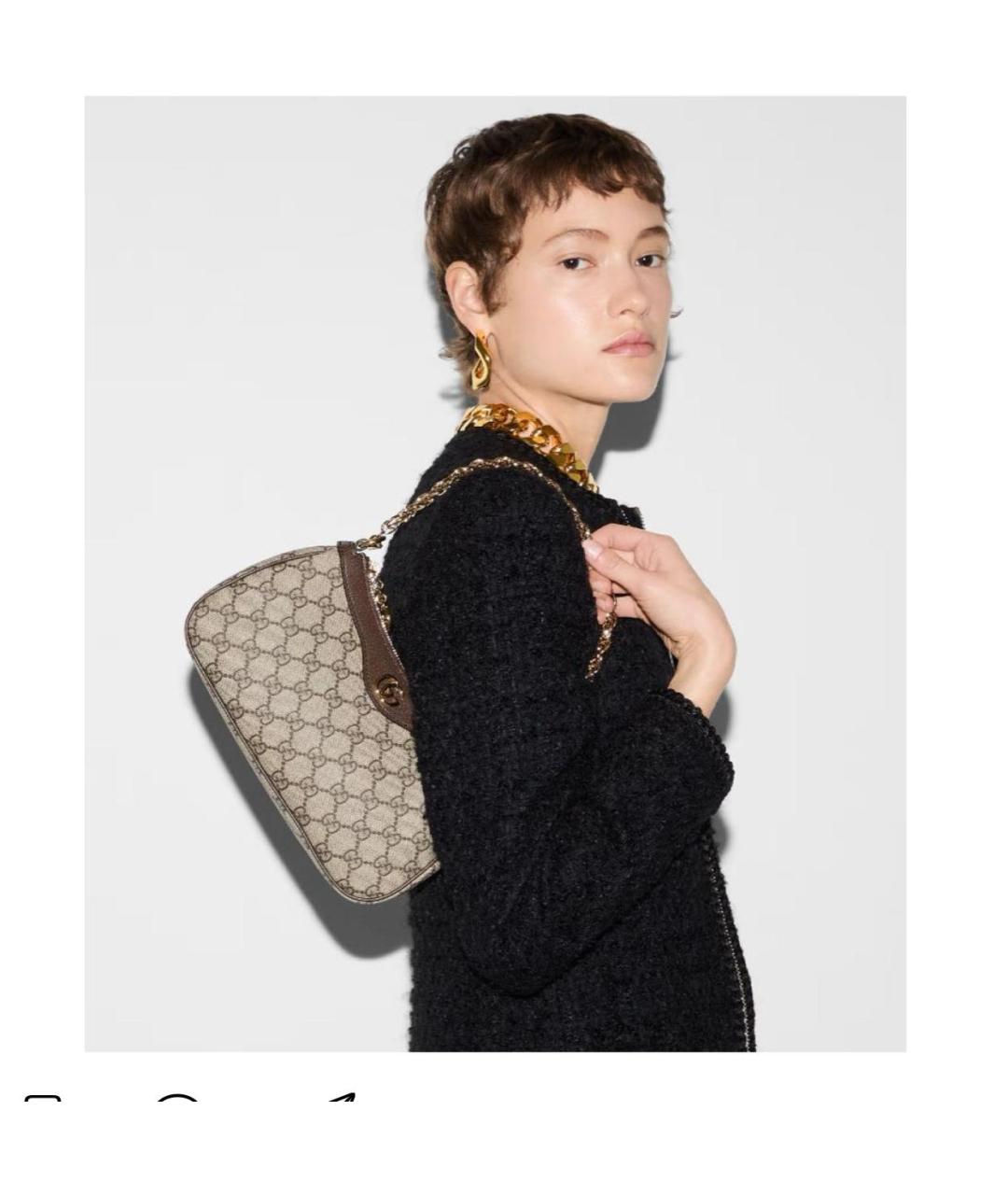 GUCCI Бежевая сумка с короткими ручками, фото 6