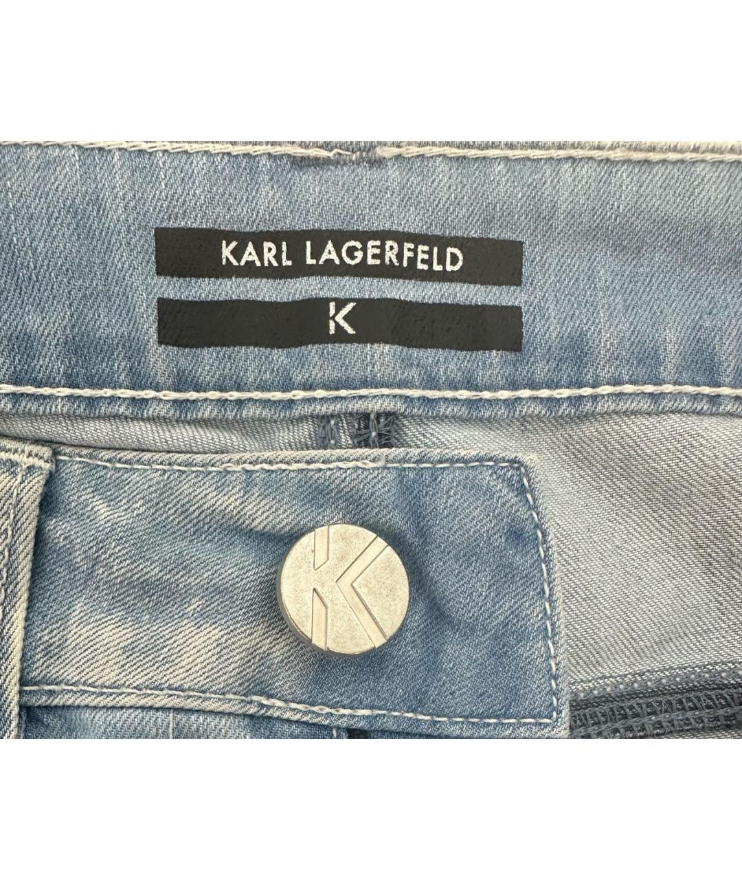 KARL LAGERFELD Голубые хлопко-эластановые прямые джинсы, фото 3