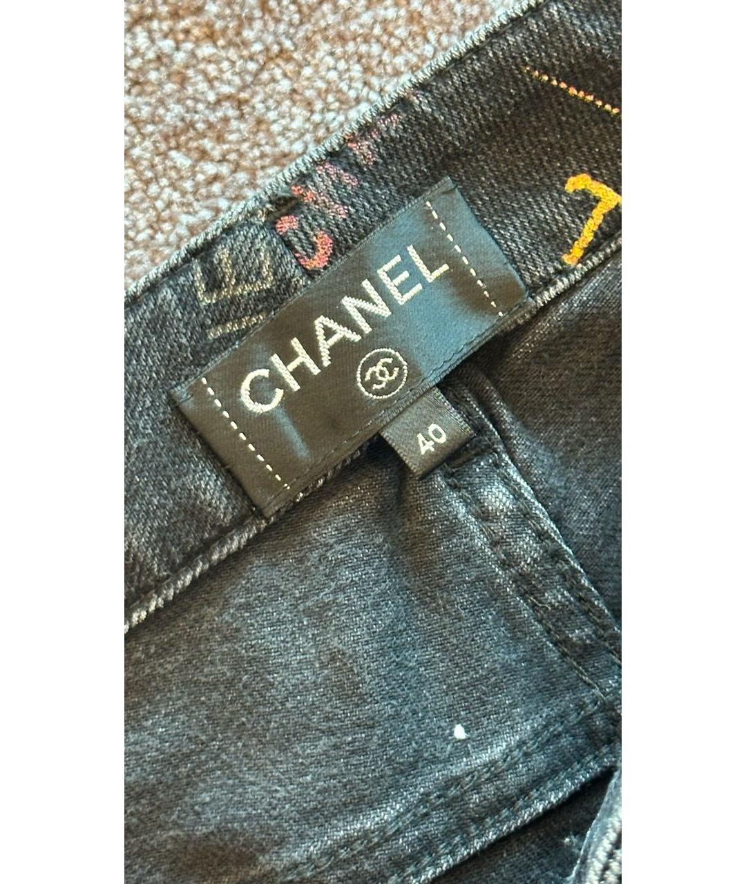 CHANEL Антрацитовые хлопковые прямые джинсы, фото 3