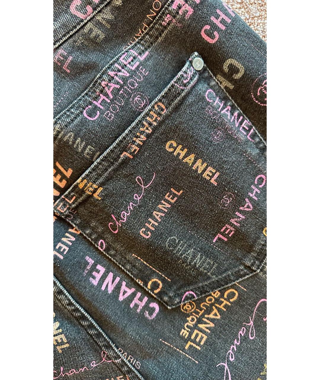 CHANEL Антрацитовые хлопковые прямые джинсы, фото 5