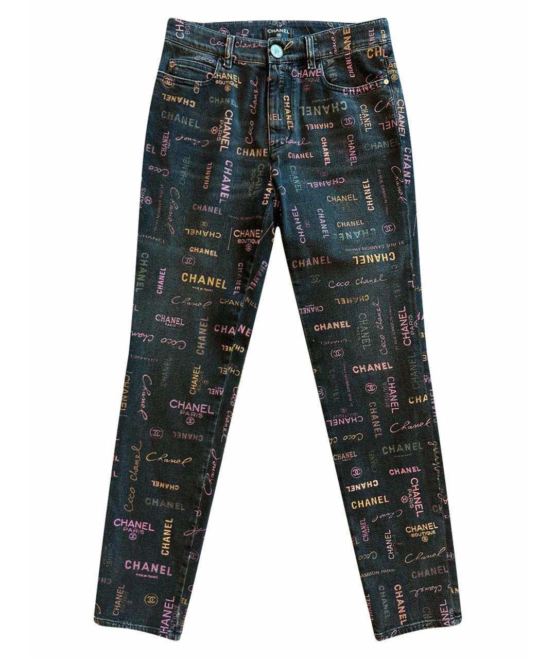 CHANEL Антрацитовые хлопковые прямые джинсы, фото 1