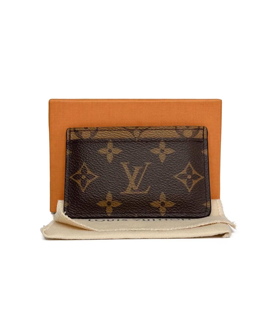 LOUIS VUITTON Коричневый кожаный кардхолдер, фото 2