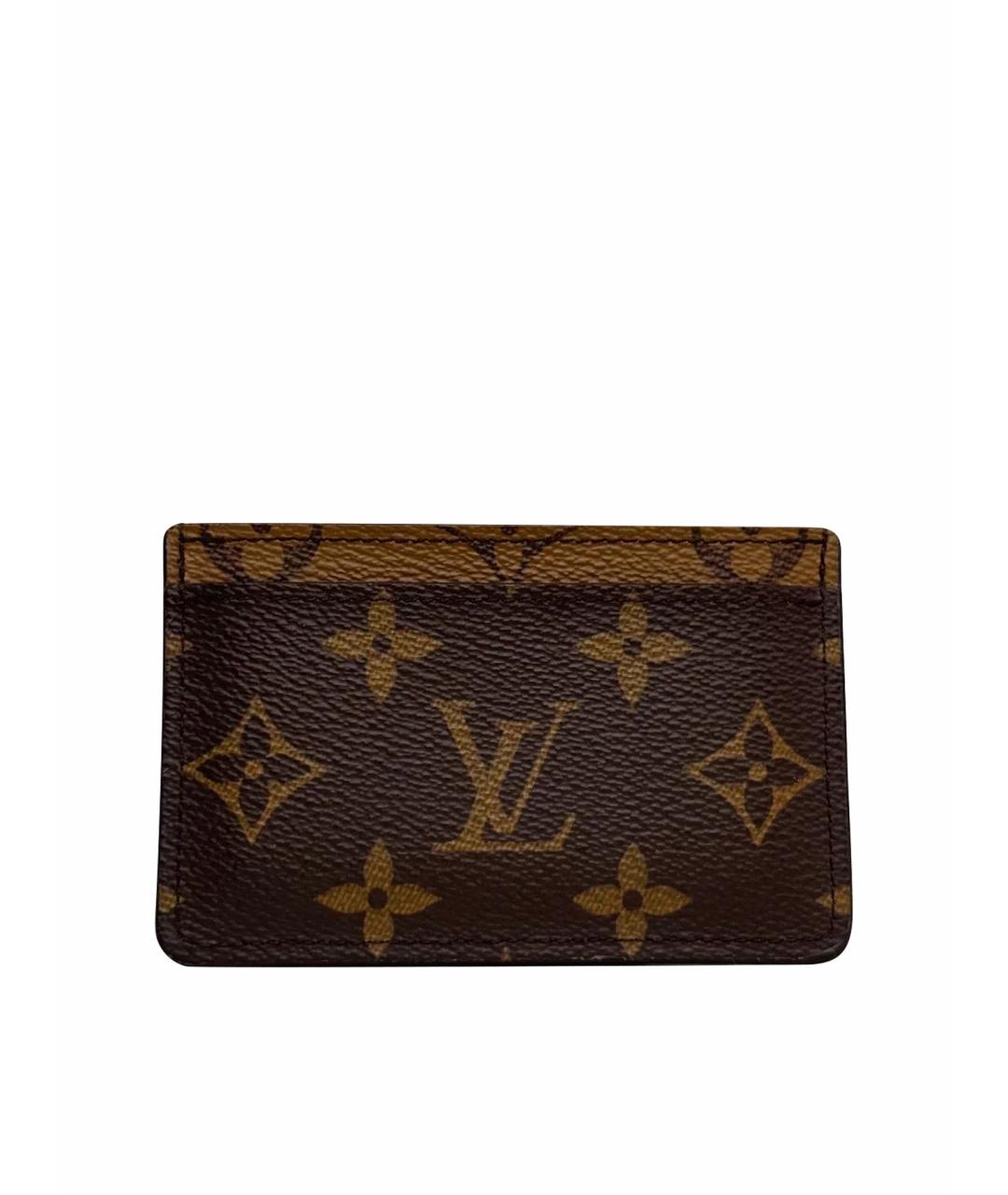 LOUIS VUITTON Коричневый кожаный кардхолдер, фото 1