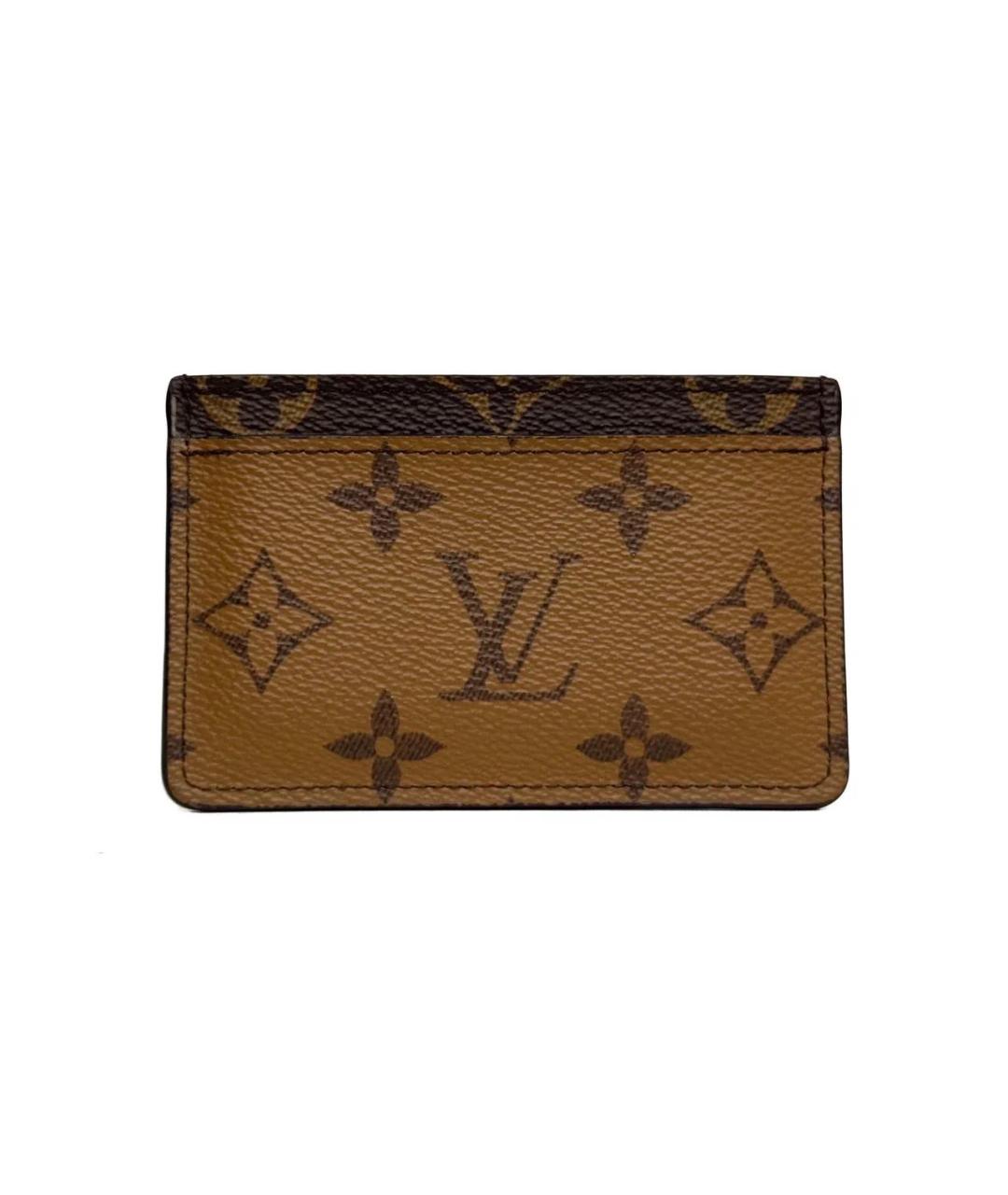 LOUIS VUITTON Коричневый кожаный кардхолдер, фото 3