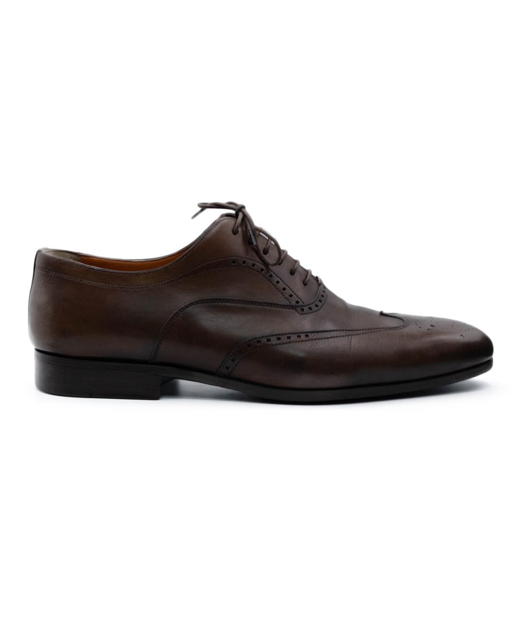 SANTONI Коричневые кожаные низкие ботинки, фото 6