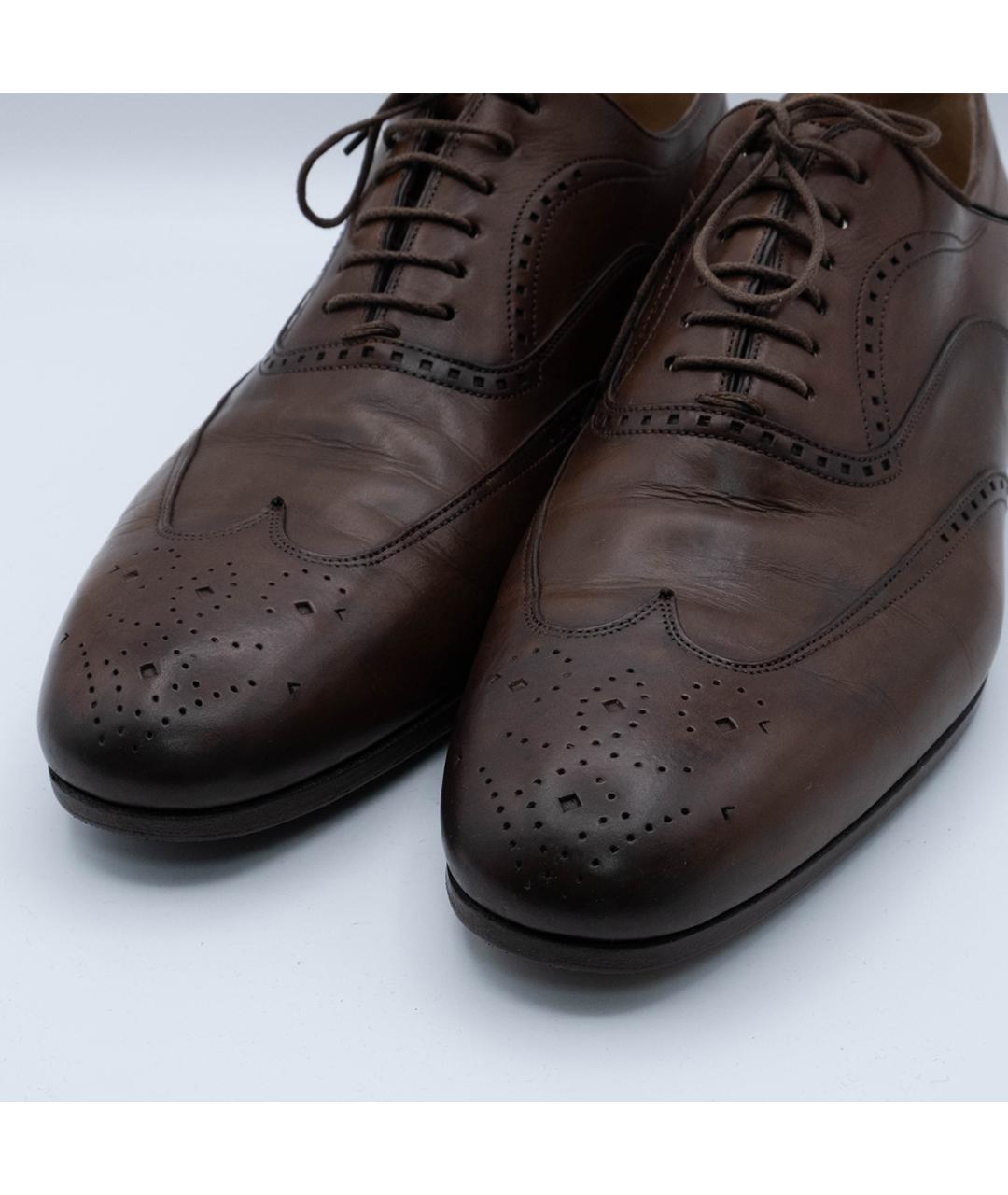 SANTONI Коричневые кожаные низкие ботинки, фото 3