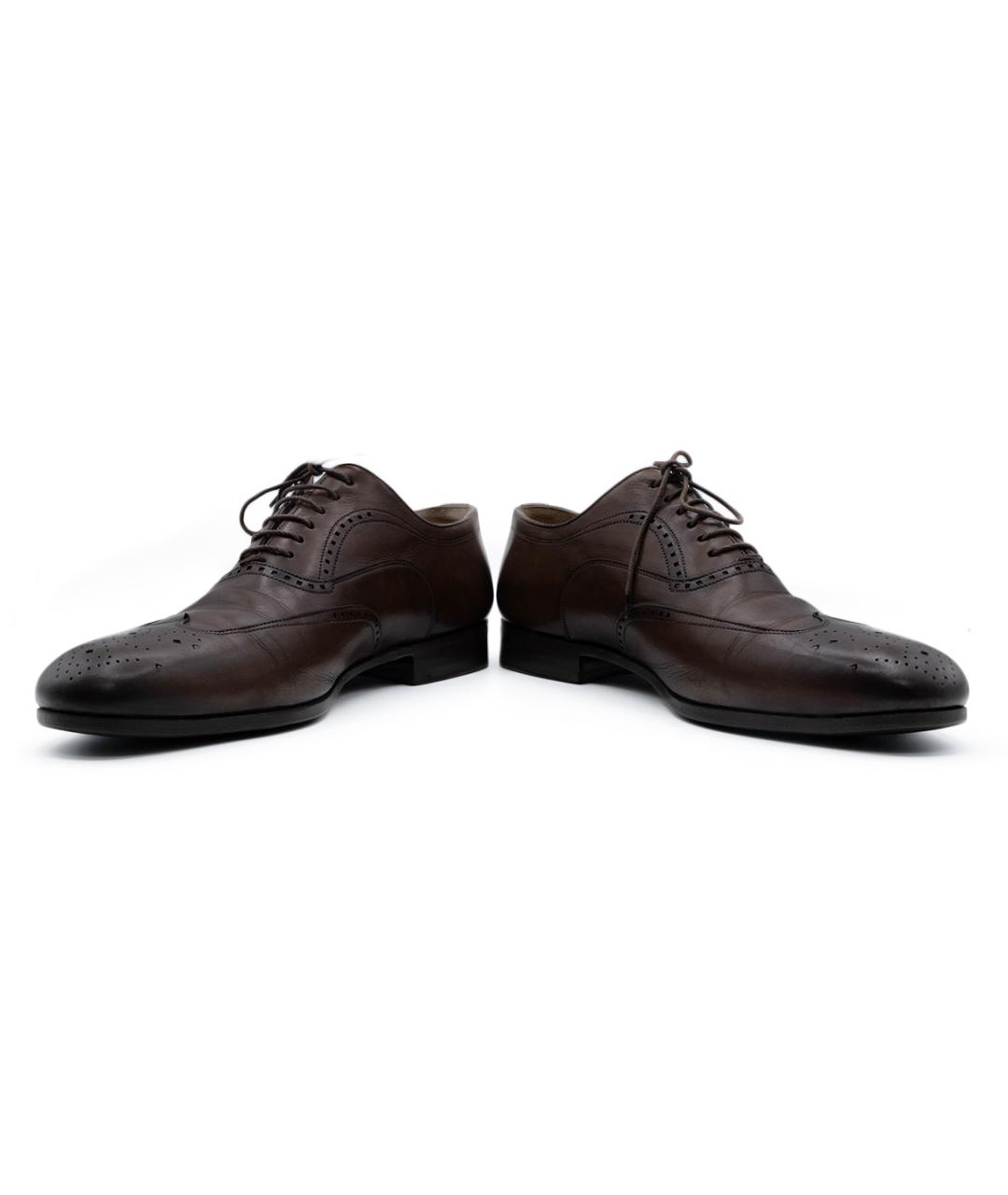 SANTONI Коричневые кожаные низкие ботинки, фото 4