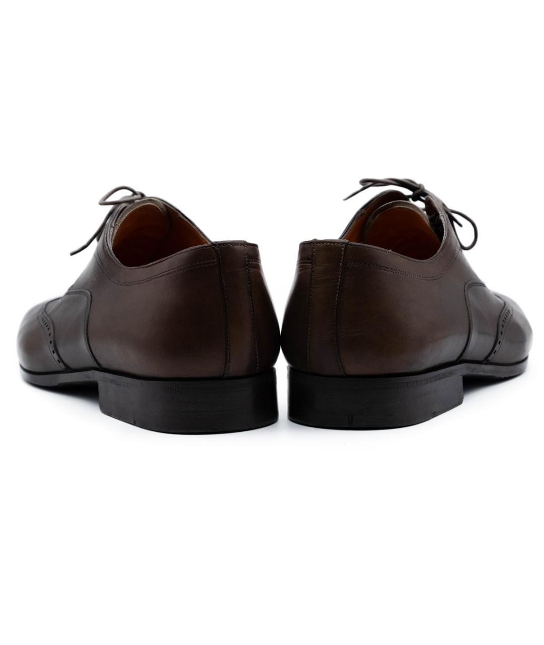 SANTONI Коричневые кожаные низкие ботинки, фото 5