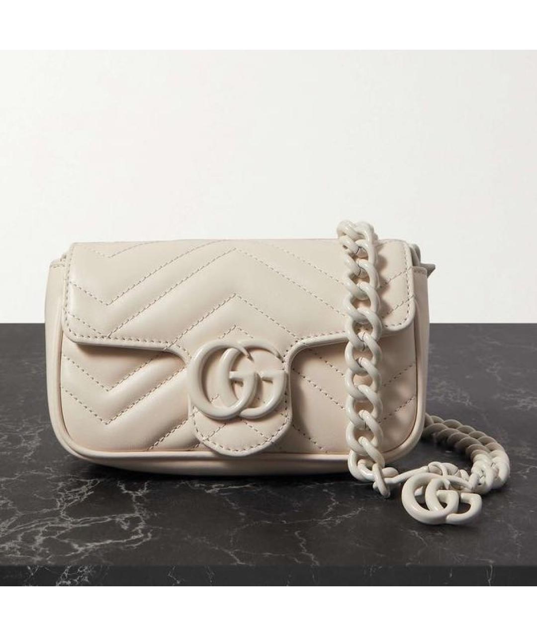 GUCCI Белая кожаная сумка через плечо, фото 4