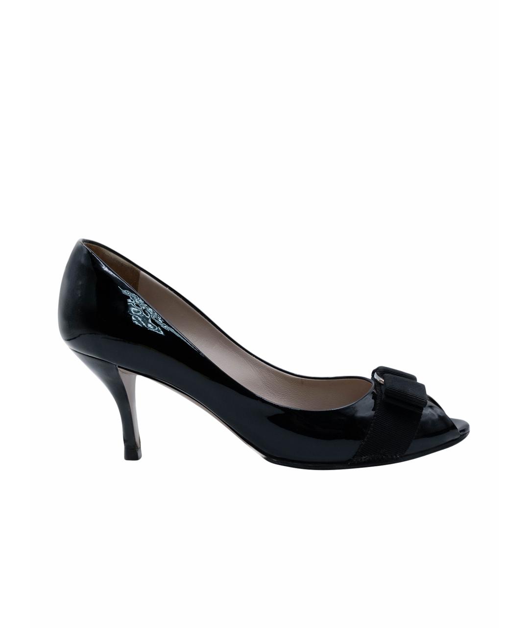 FERRAGAMO Черные кожаные туфли, фото 1