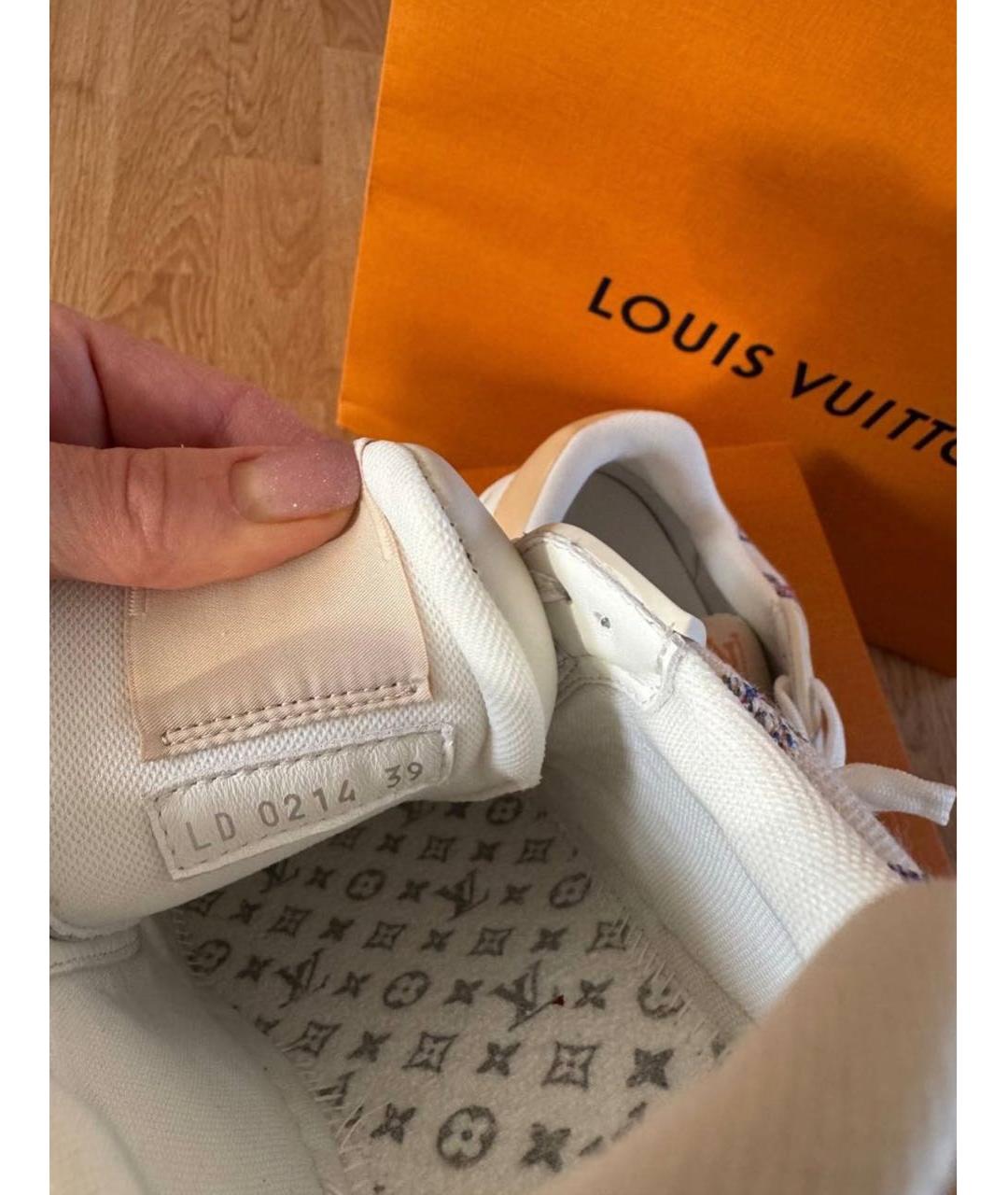 LOUIS VUITTON Бежевые кожаные кеды, фото 6