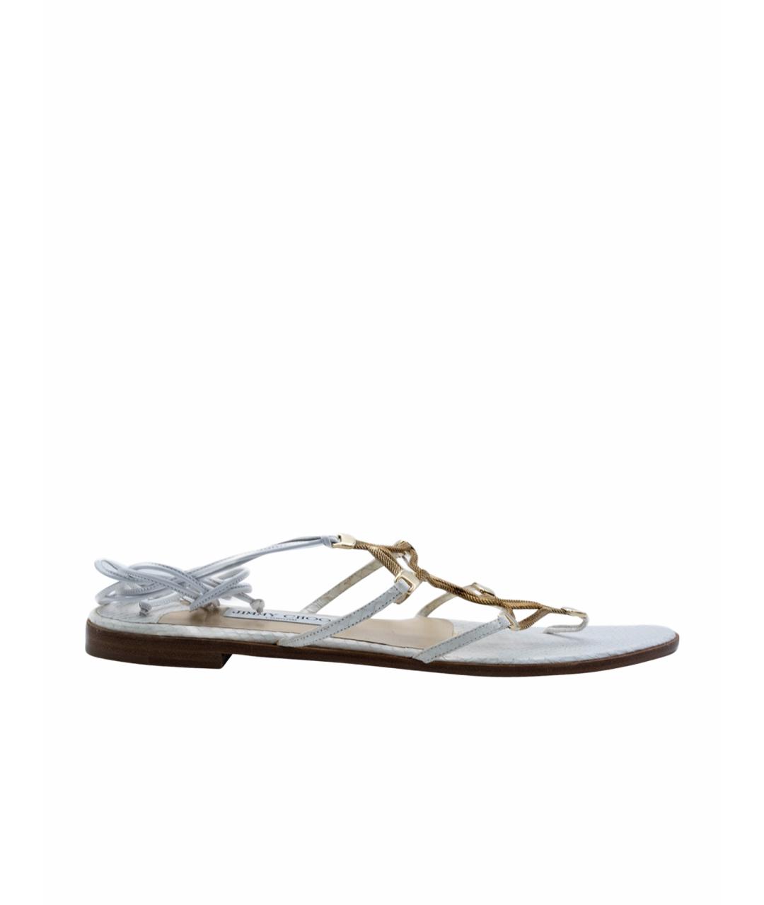 JIMMY CHOO Белые кожаные сандалии, фото 6