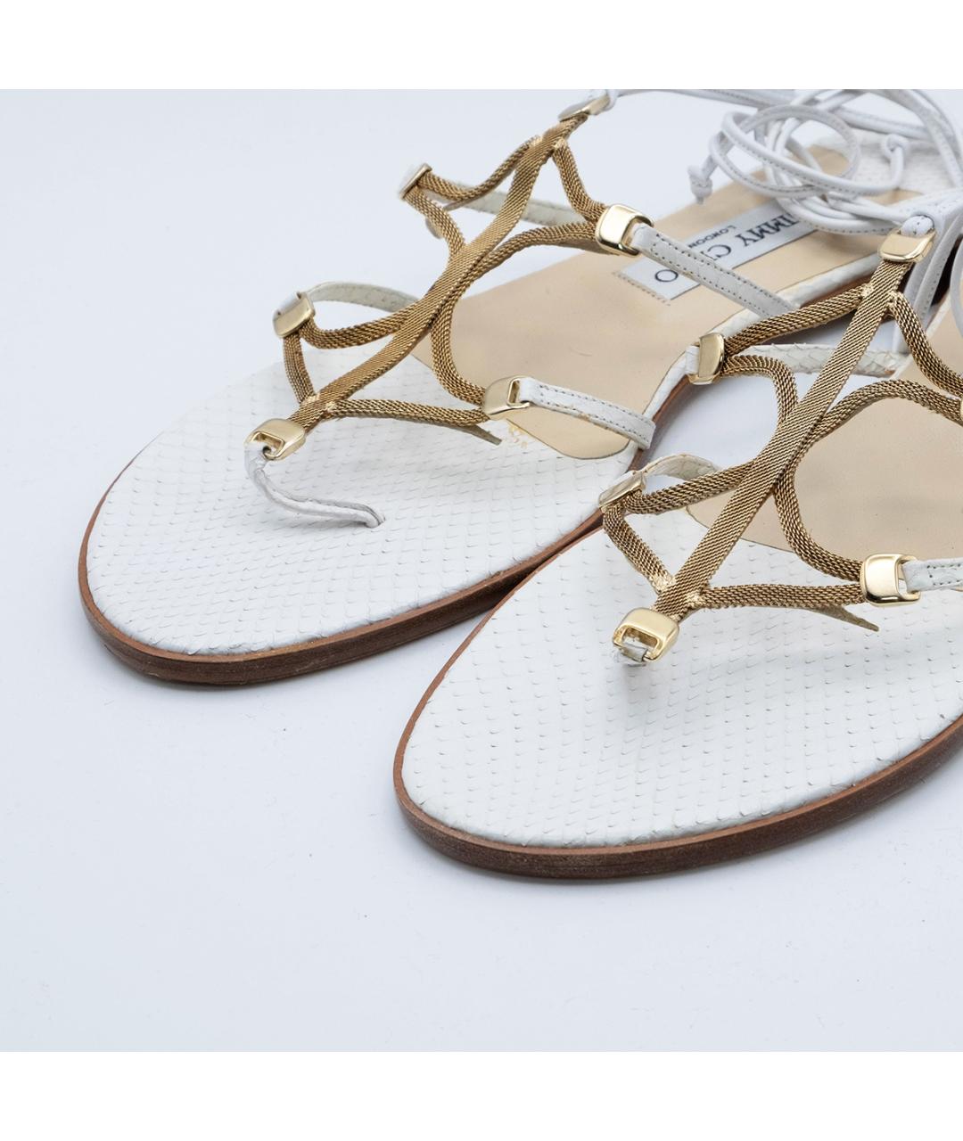 JIMMY CHOO Белые кожаные сандалии, фото 3