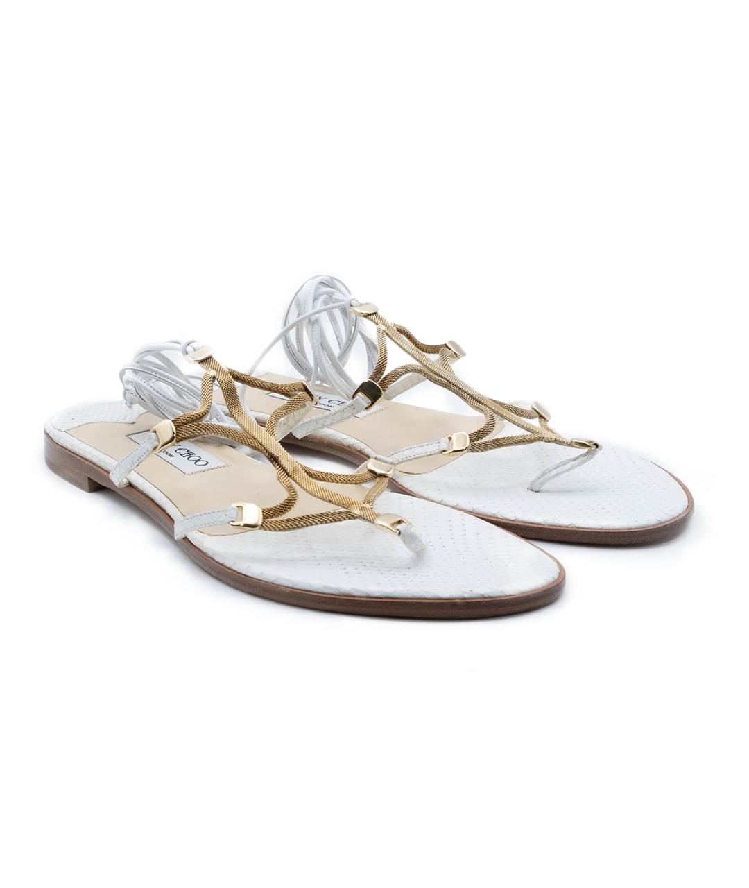 JIMMY CHOO Белые кожаные сандалии, фото 2