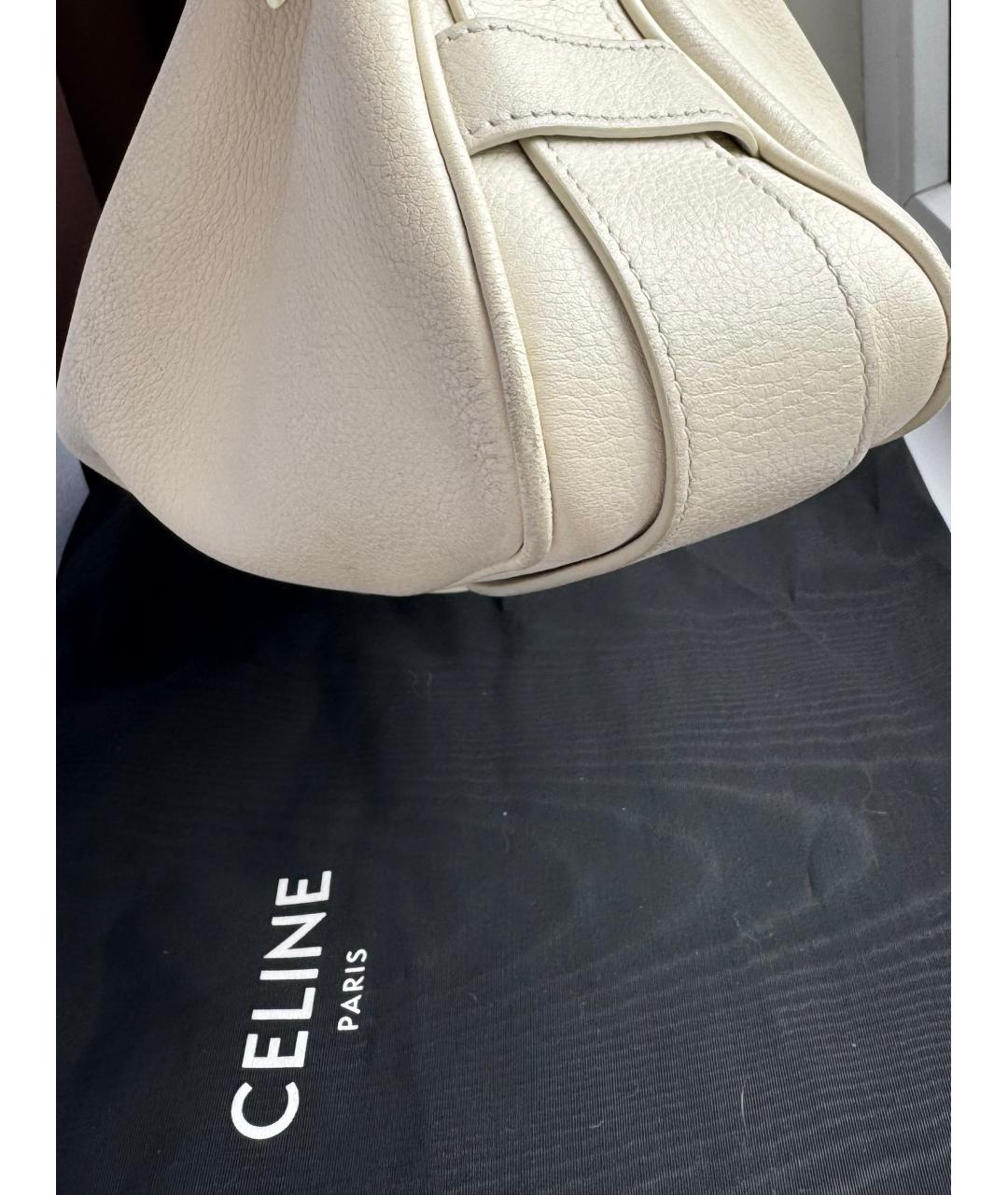 CELINE Белая кожаная сумка через плечо, фото 6