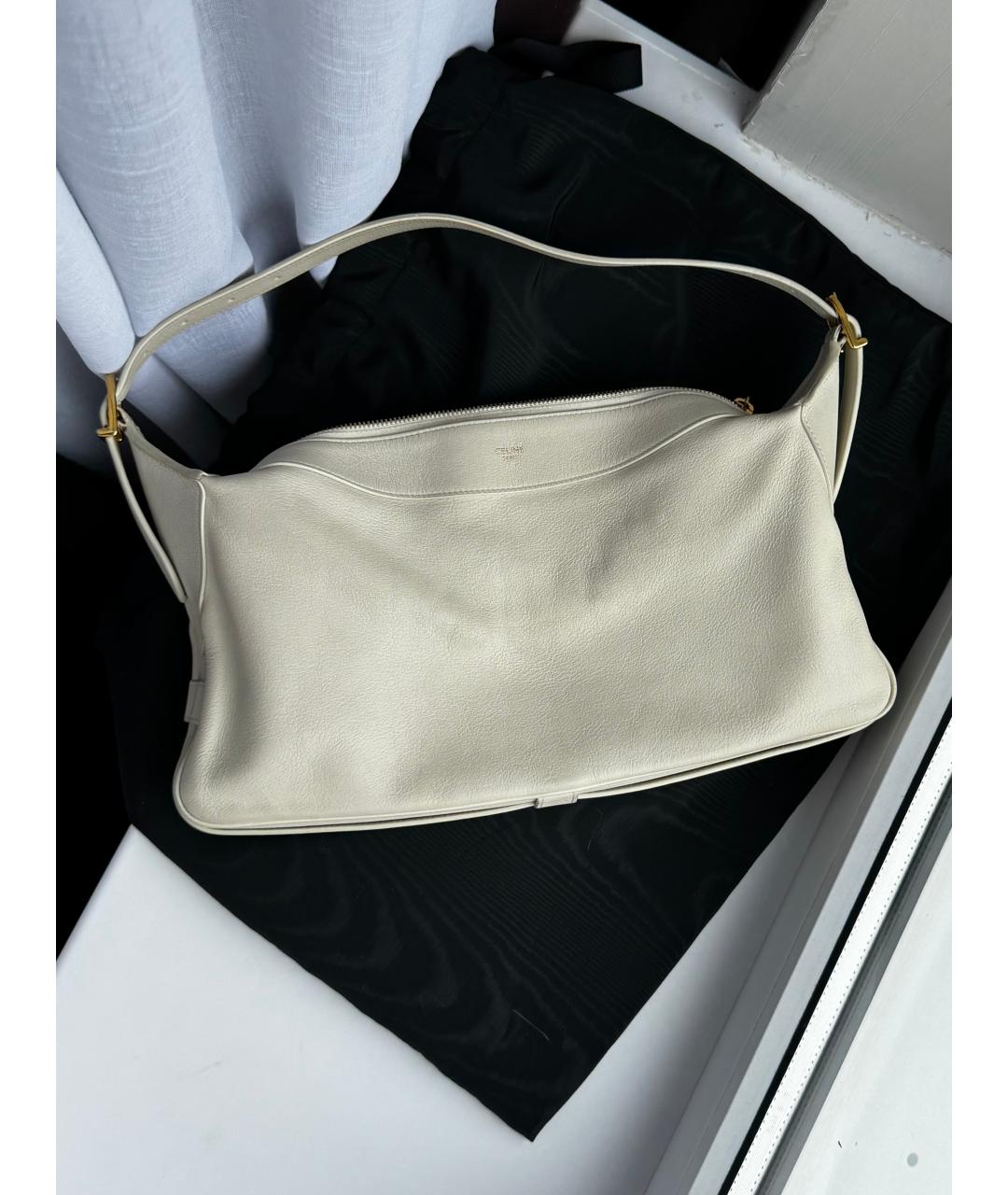 CELINE Белая кожаная сумка через плечо, фото 10