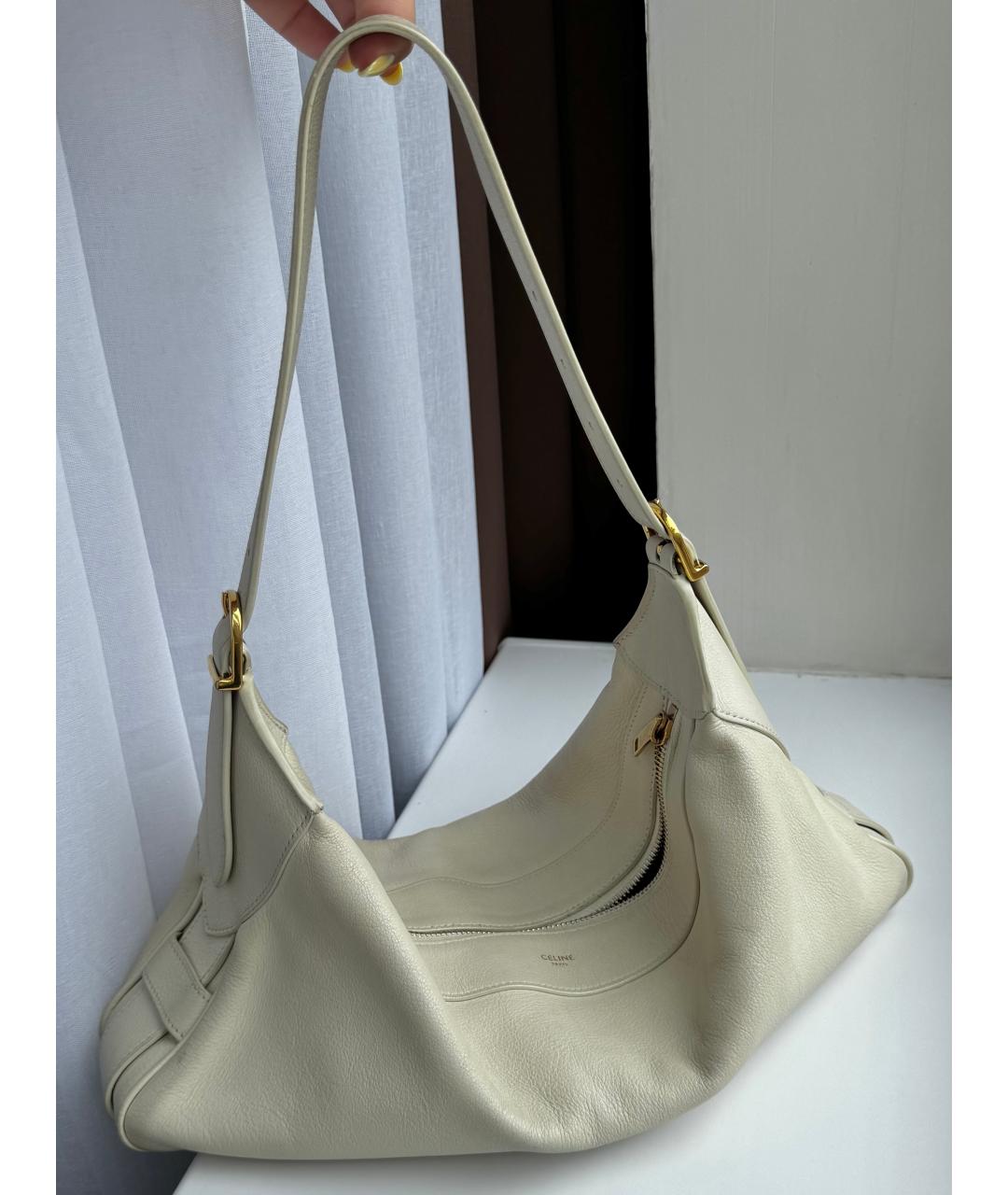 CELINE Белая кожаная сумка через плечо, фото 7
