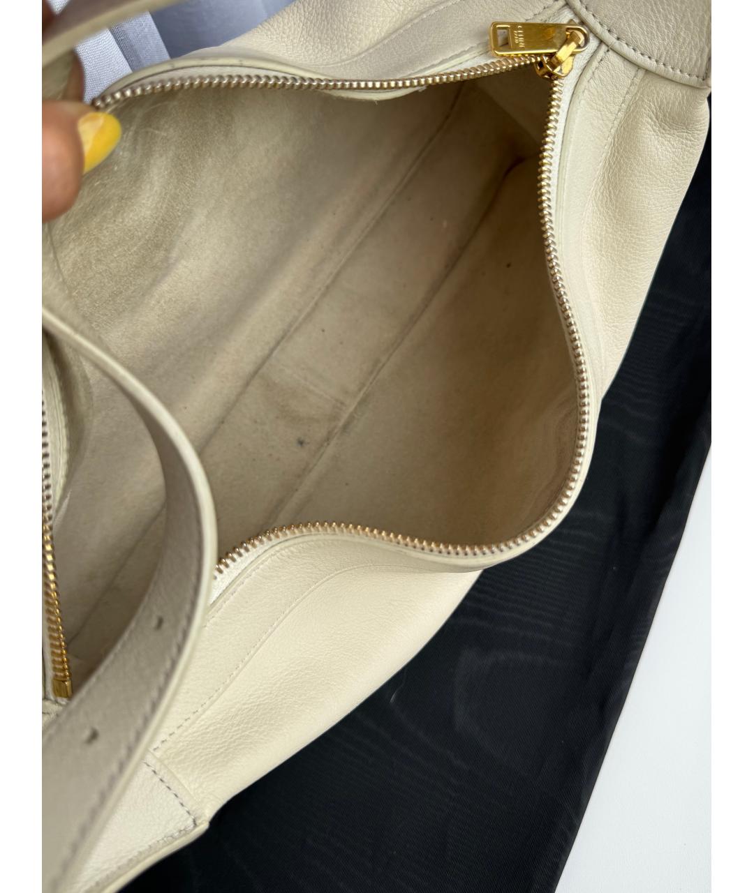 CELINE Белая кожаная сумка через плечо, фото 3