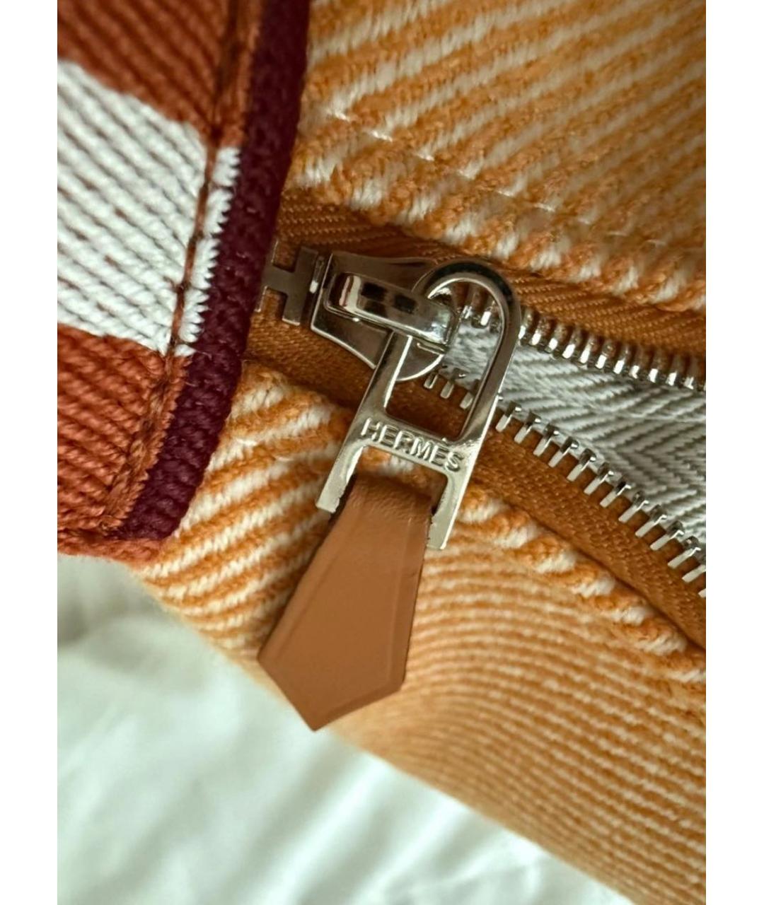 HERMES Оранжевая тканевая косметичка, фото 7
