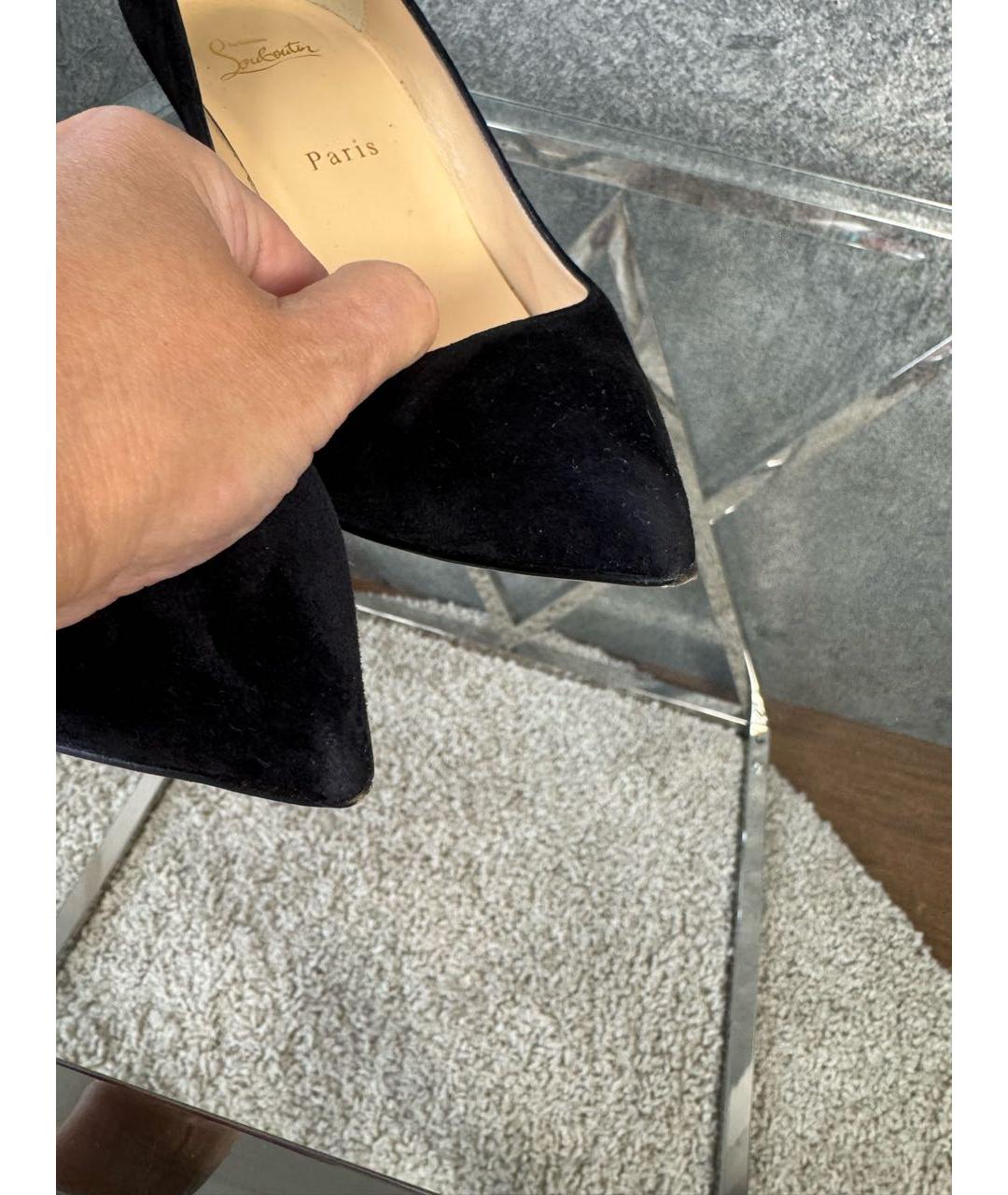 CHRISTIAN LOUBOUTIN Черные замшевые туфли, фото 2