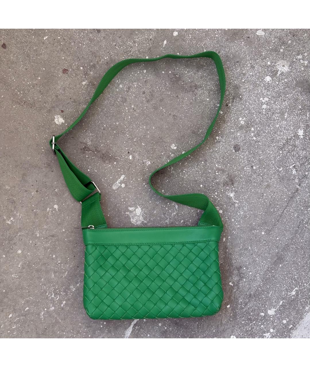 BOTTEGA VENETA Зеленая кожаная сумка на плечо, фото 2