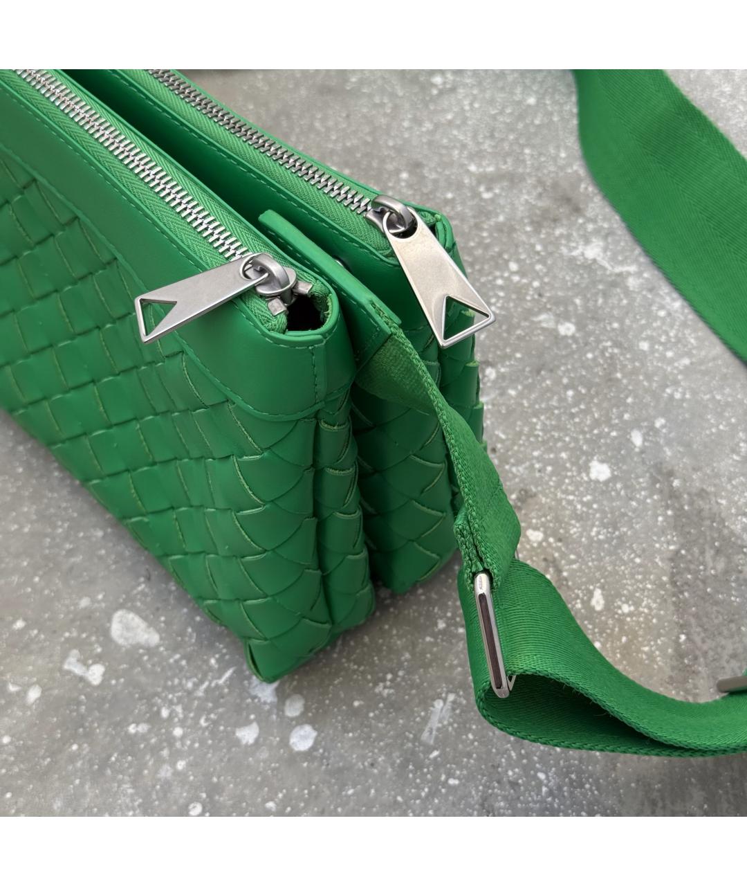 BOTTEGA VENETA Зеленая кожаная сумка на плечо, фото 3