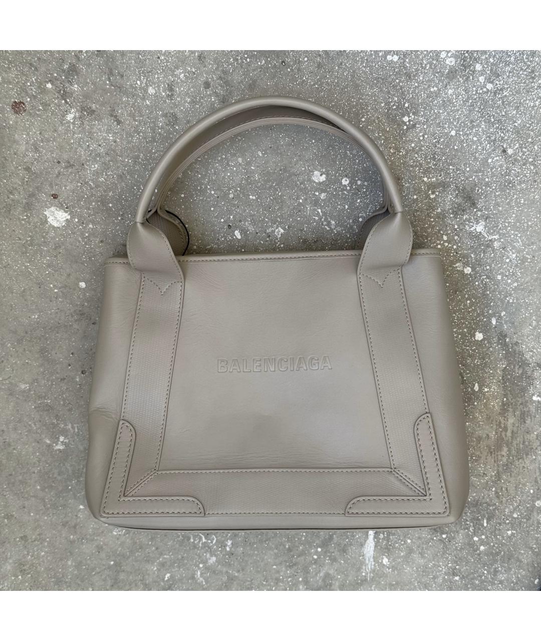 BALENCIAGA Бежевая кожаная сумка с короткими ручками, фото 10