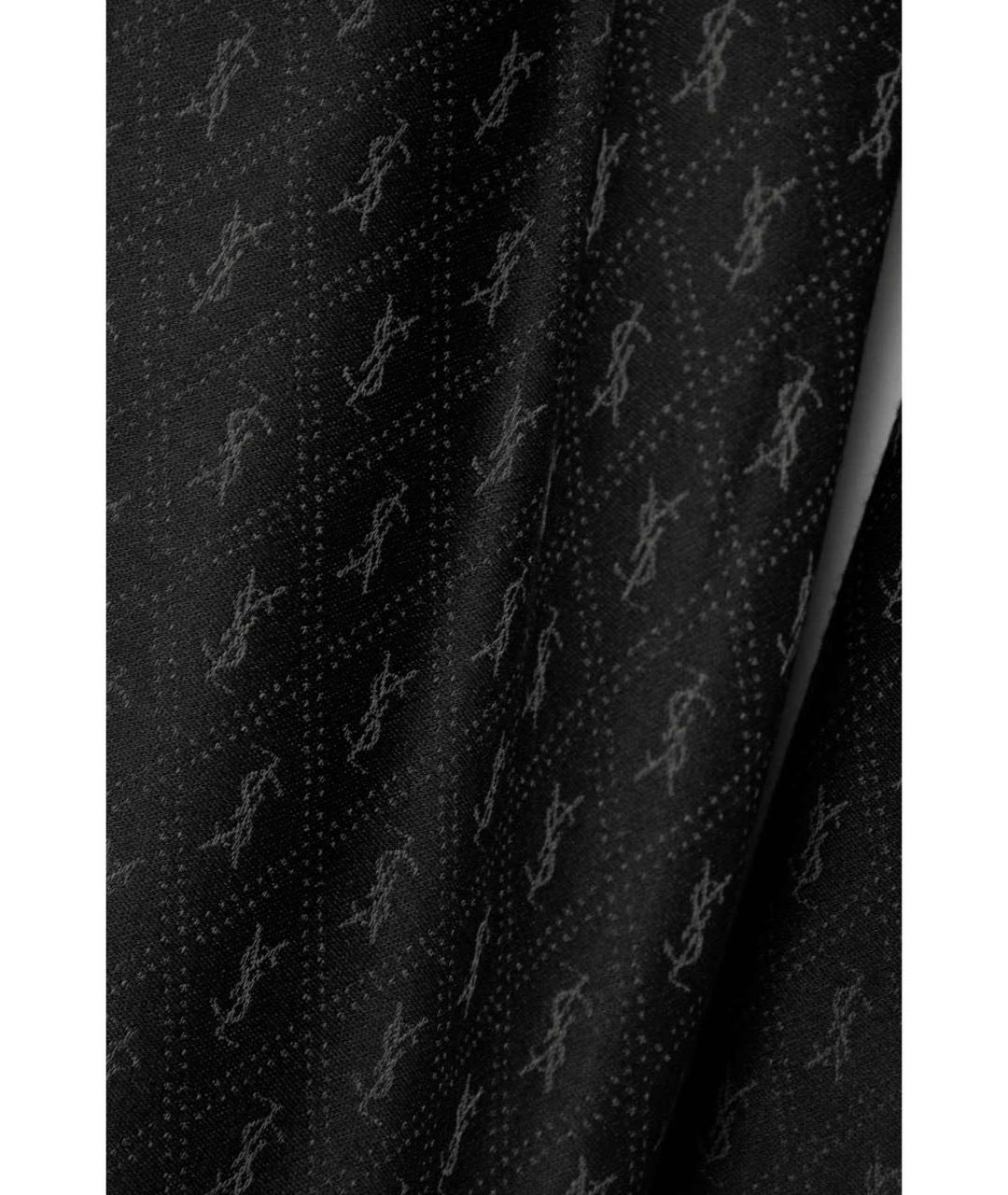 SAINT LAURENT Черный шелковый платок, фото 5