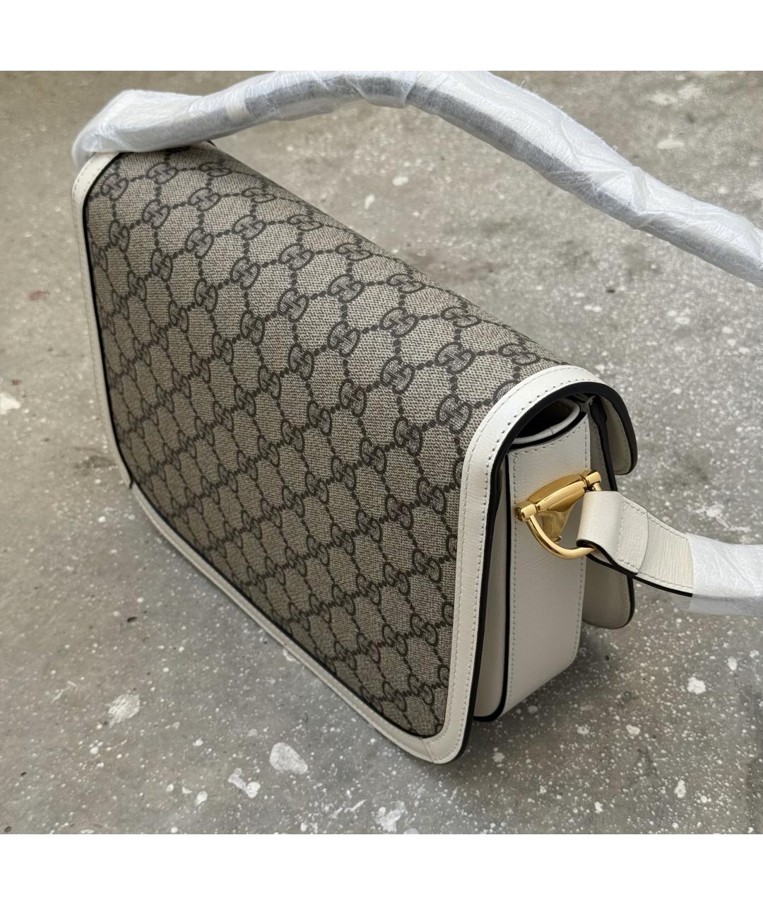 GUCCI Бежевая кожаная сумка через плечо, фото 4